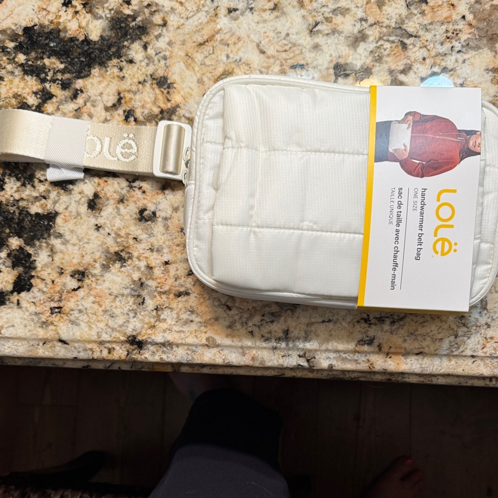 Lole Cream Quilted Belt Bag